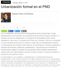 Urbanización formal en el PND