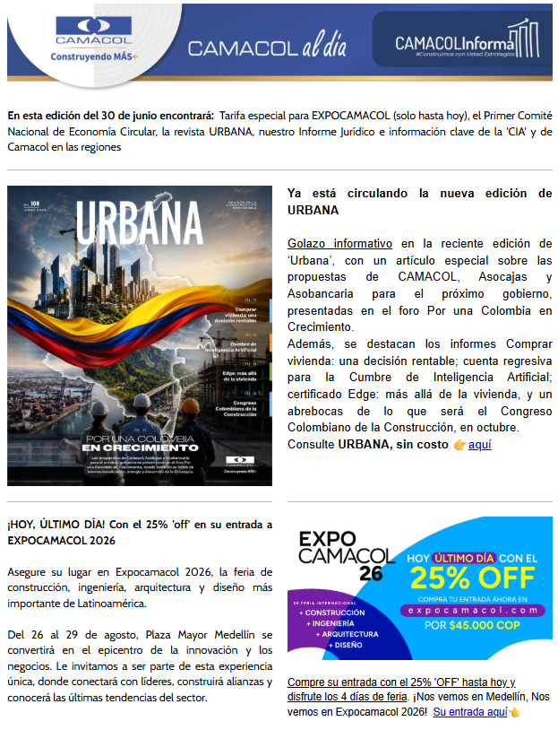 Newsletter junio 30 - Camacol