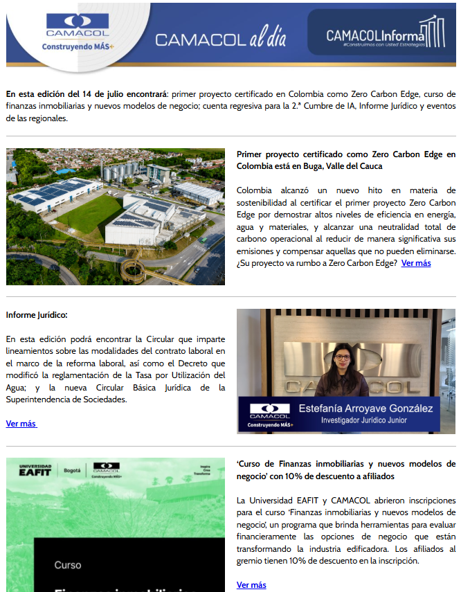 Newsletter Julio 14 - Camacol