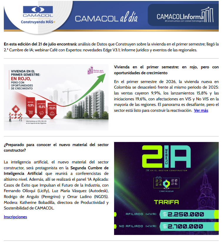 Newsletter Julio 21 - Camacol