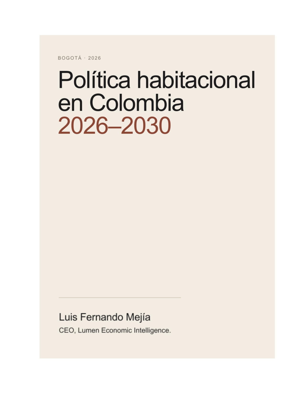 Política habitacional en Colombia 2026–2030