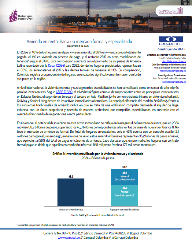 Datos que construyen No. 18: Vivienda en renta: hacia un mercado formal y especializado