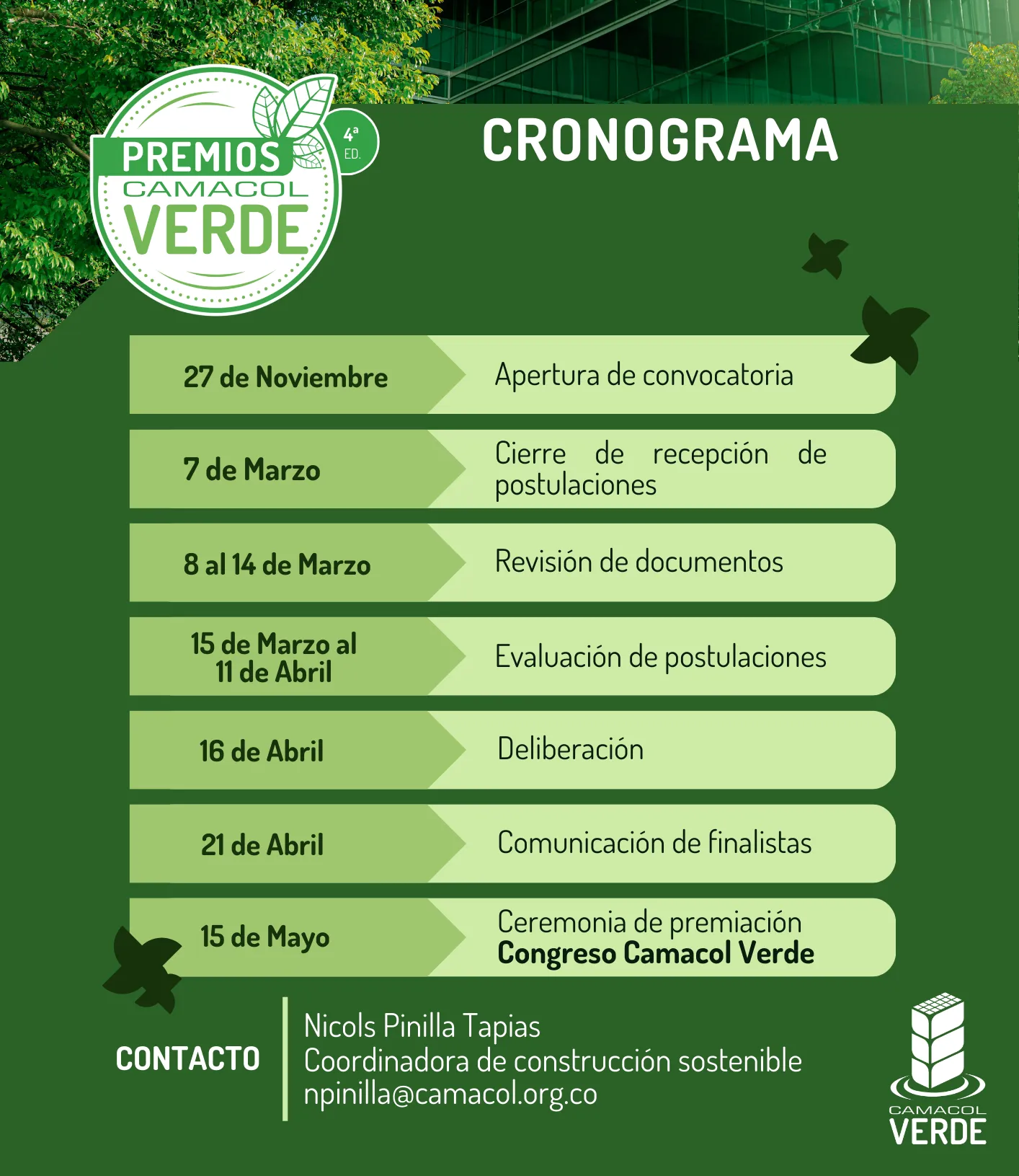Cronograma Premios Camacol Verde