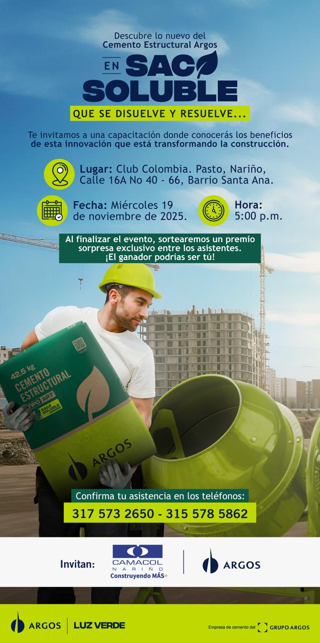 Cemento estructural Argos en saco soluble.