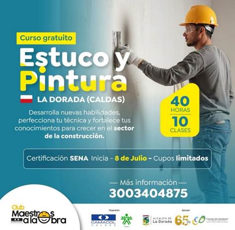 Camacol Caldas - Curso gratuito sobre estuco y pintura.