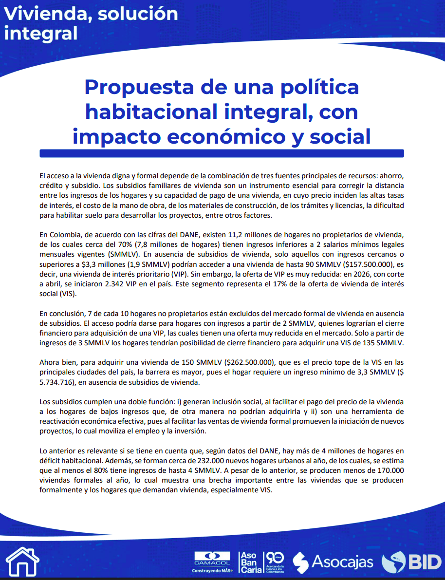 Propuesta de una política habitacional integral