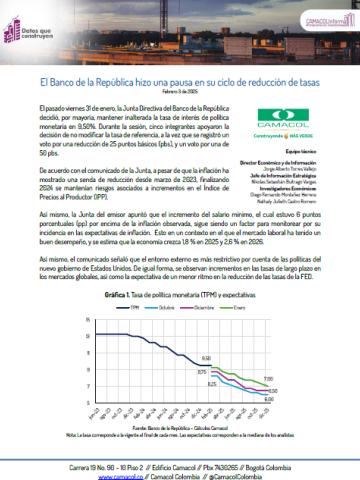 Datos que construyen No. 02: El Banco de la República hizo una pausa en su ciclo de reducción de tasas