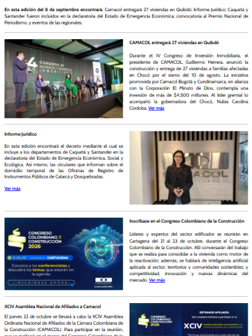 Newsletter Camacol al día Septiembre 8