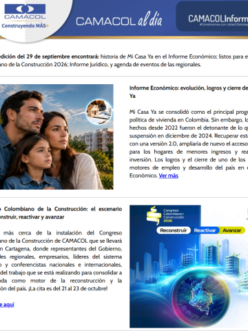 Newsletter, Camacol al día, 29 de septiembre de 2026